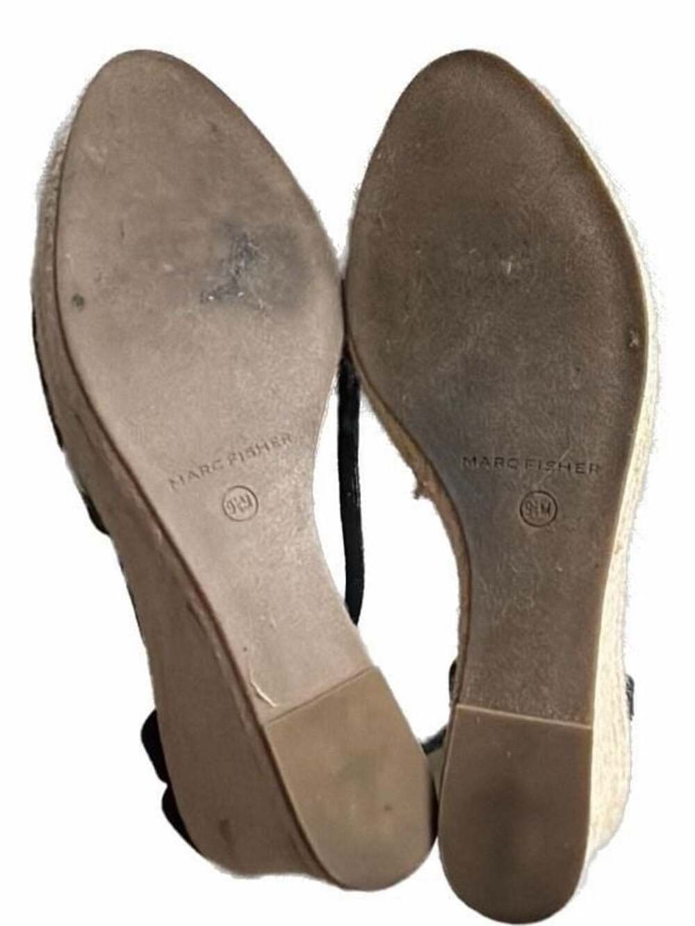 Marc Fisher Teelan Black Canvas Closed Toe Espadrille Wedge Sandals - Picture 4 of 4